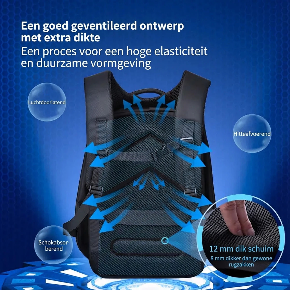 Sac à dos de sport Ochama TANK 35 litres - Sac à dos spacieux pour la salle de sport et les voyages - Noir