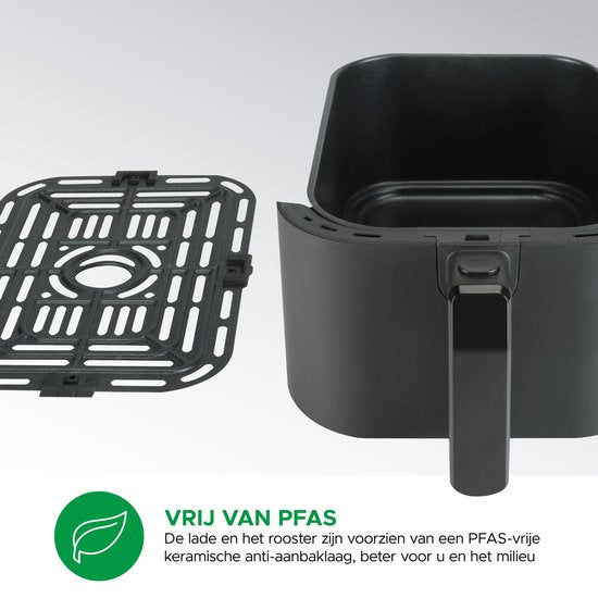 Bourgini Slimfit Airfryer Pure XL - Friteuse à air chaud - 5 litres - 1500W - sans PFAS