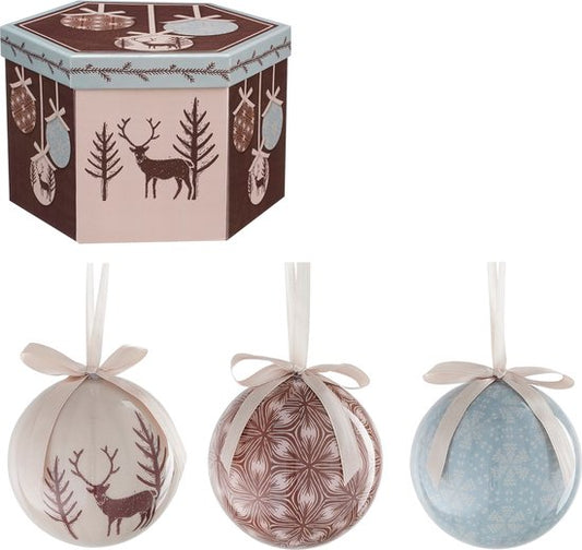 Coffret de boules de Noël House of Seasons - 14 pièces - Ø8 cm - incassable - bleu clair, marron