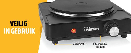 Plaque de cuisson électrique Tristar 1 500 W - KP-6151 - 1 zone de cuisson - Autonome - Noir
