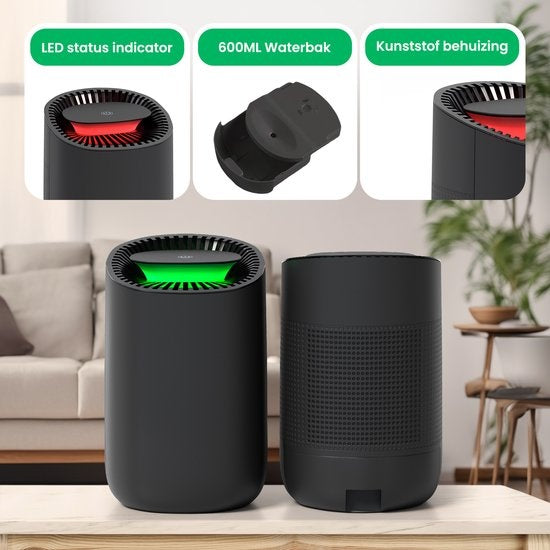 Déshumidificateur Strex - Extrêmement silencieux - 600ml/jour - Noir - Convient pour la maison / la chambre et le bureau