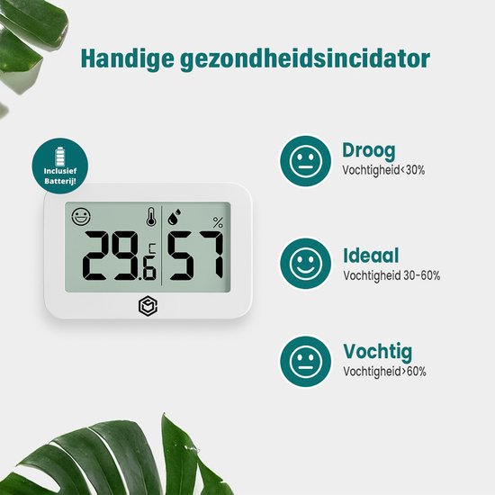 Ease Electronicz Hygromètre & Thermomètre - Station météo - Humidimètre - Thermomètre d'intérieur - Pile et bande adhésive incluses