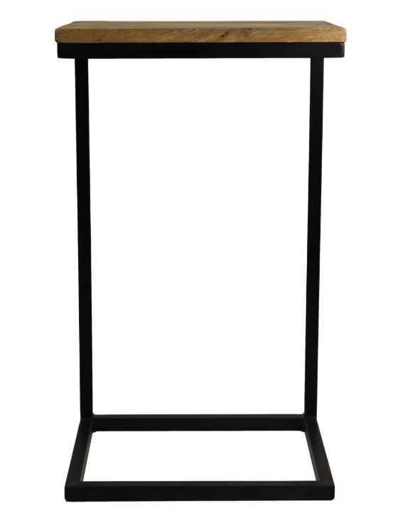 table d'appoint collection hsm - bois de manguier & base en métal - 38x32x65 cm | marron