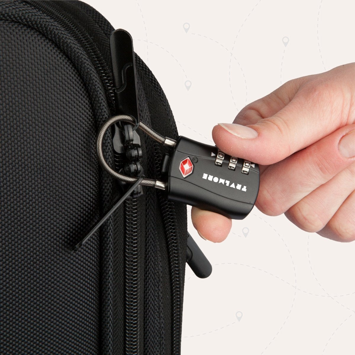 TRVLMORE Serrure de valise - Serrure de voyage TSA - Cadenas - 3 chiffres - 4 pièces - Noir