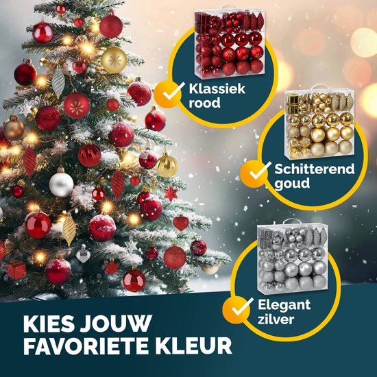 Boules de Noël Deuba - Lot de 103 boules en plastique mat brillant - argenté