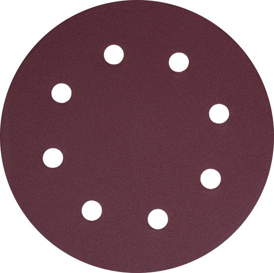 VONROC Jeu de papier de verre - 180MM - 25 pièces - Pour ponceuses - Fixation Velcro incluse