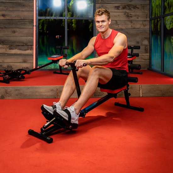 Kendox RowShaper - Rameur pour la maison - Appareil de fitness pour cardio et musculation - Rameur de fitness avec écran LCD pour l'entraînement à domicile - Chargement jusqu'à 120 kg