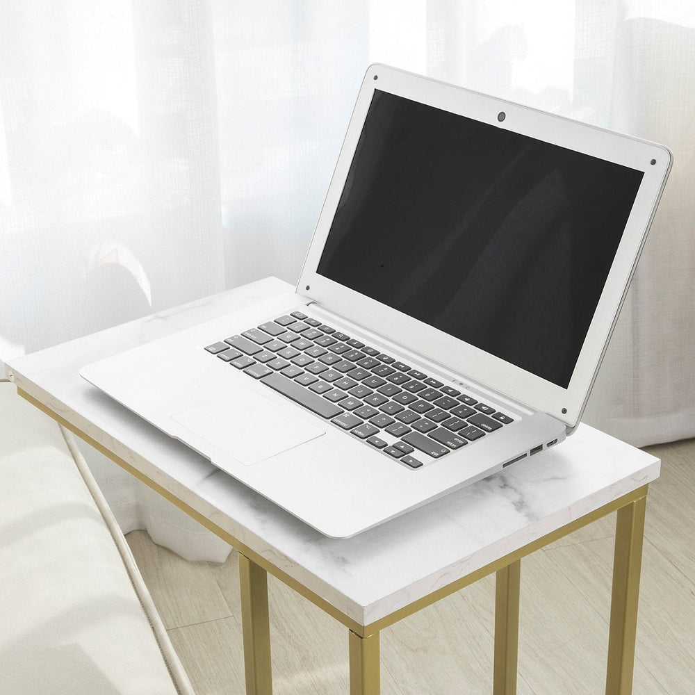 SoBuy FBT87-G Table d'appoint industrielle - Cadre doré - 48x61x30 cm