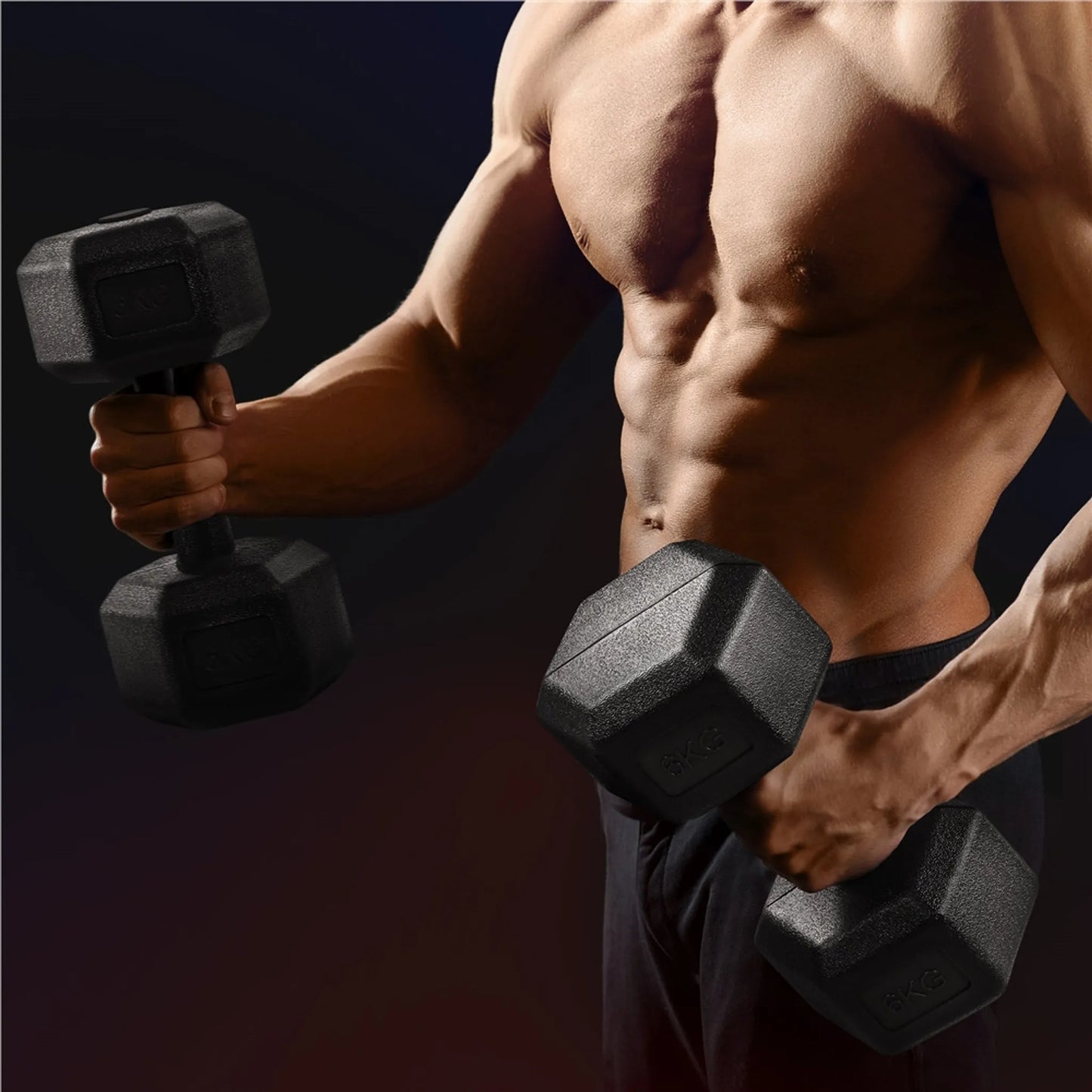 Yaheetech Dumbbell Set 2 Pieces - 12 kg - Conception hexagonale antiroulis, revêtement en plastique protégeant le sol et poignée ergonomique - Pour la musculation et le cardio - Béton noir et métal - 31 x 15.5 x 14 cm