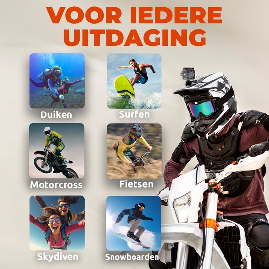 Denver Action Camera Full HD - 12MP - Photo & Video - WiFi - App - 30M Waterproof - Accessoires inclus - ACW5054