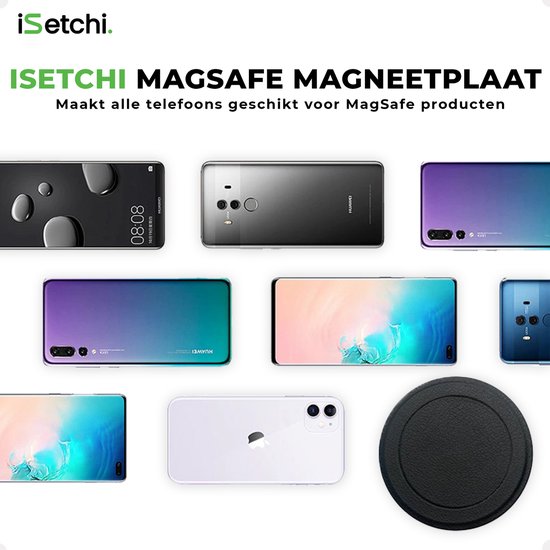 Lot de plaques magnétiques iSetchi MagSafe universelles (lot de 2) - Pour chargeurs sans fil - Autocollants magnétiques en forme d'anneau pour supports de téléphone et accessoires MagSafe - Compatibles avec tous les téléphones et étuis