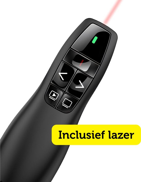 Garpex® Wireless Presenter - Clicker de présentation - Présentateur sans fil - Télécommande Powerpoint - Pointeur laser - Sans fil
