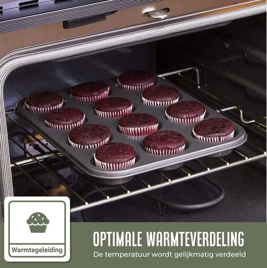 COOCK - Moule à muffins avec 12 moules à cupcakes - Non Stick | Inclus moules en papier et E-book