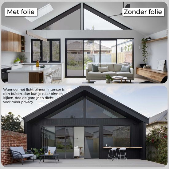 Film de protection solaire pour fenêtres Homewell® - 70 x 300 cm - Isolant - Statique et réutilisable - Protection contre la chaleur et les regards indiscrets - Compatible HR+ – Effet miroir à 25 % - Noir
