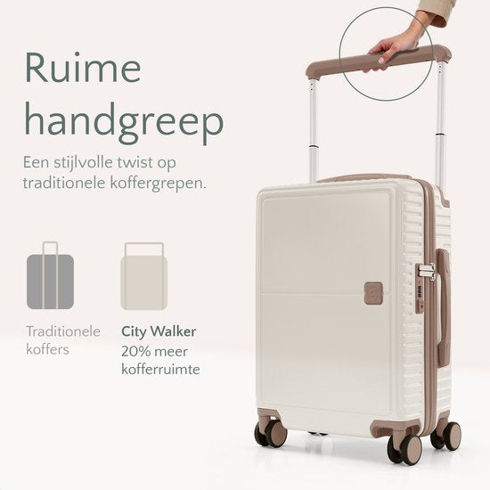 Skycases City Walker - Grande valise de voyage 94L - Légère et résistante - Roues pivotantes à 360° - Verrouillage TSA d'origine - Housse de protection et pochette humide incluses - 76 x 52 x 29 cm - Beige