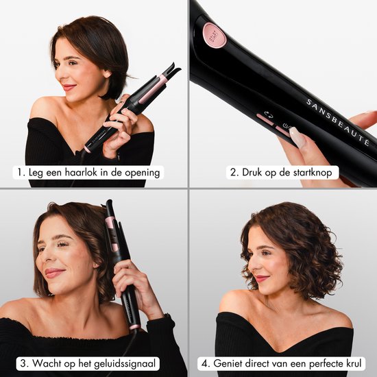 Sansbeauté Fer à boucler automatique - Fer à boucler en céramique - Fer à boucler - Fer à boucler - Hairstyler - Cheveux ondulés - Fer à boucler - Brosse à boucler rotative - Fer à boucler ondulé - Fer à boucler ondulé
