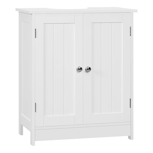 Woltu Meuble de salle de bain avec étagère réglable - MDF blanc - 50 x 60 x 30 cm