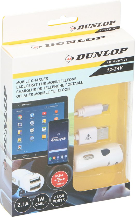 Chargeur de téléphone - Type C - 2 ports USB - 1 mètre - blanc