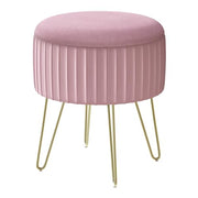 Pouf de rangement Woltu rond - Velours rose pâle - 31,5 x 37,5 cm