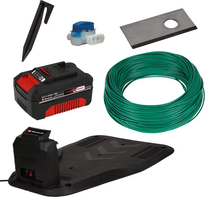 Einhell FREELEXO 550 Robot Tondeuse - Jusqu'à 550 m² - 20-60 mm - Noir/Rouge - Batterie 3.0 Ah & Kit d'installation inclus