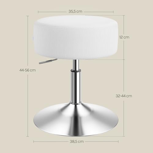 Woltu Tabouret de bar réglable avec assise en velours côtelé et base en métal blanc