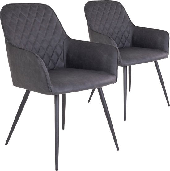 House Nordic Harbo Dining Chair Vegan Leather Dark Grey - Set of 2