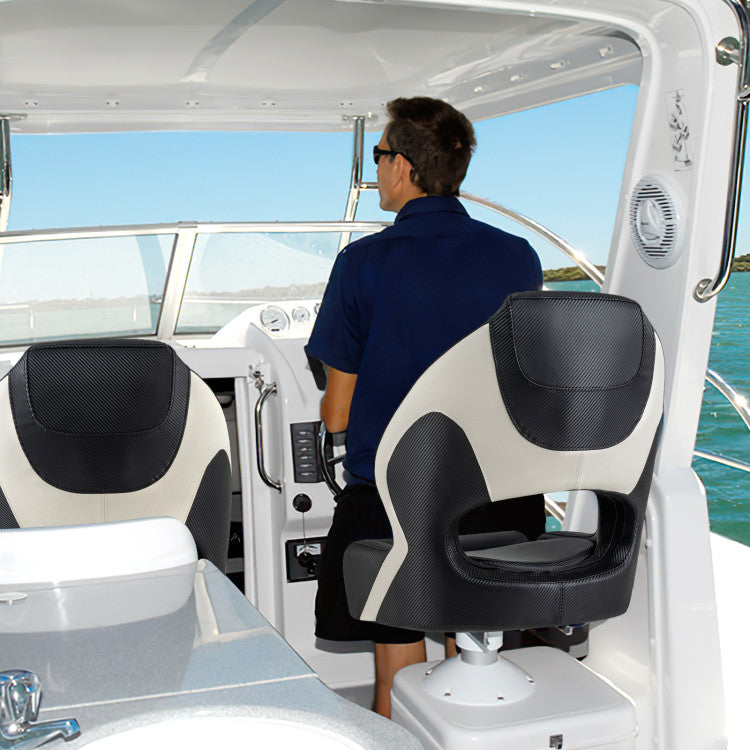 Coast Bucket Seat pour bateau - Cuir PVC - Ergonomique - Max. 150 kg - 56 x 70 x 62 cm - Noir / Blanc