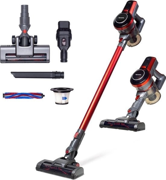 Aspirateur Sans fil - Auronic - Sans sac - 4-en-1 - Alimenté par batterie - 160W - Rouge/Gris