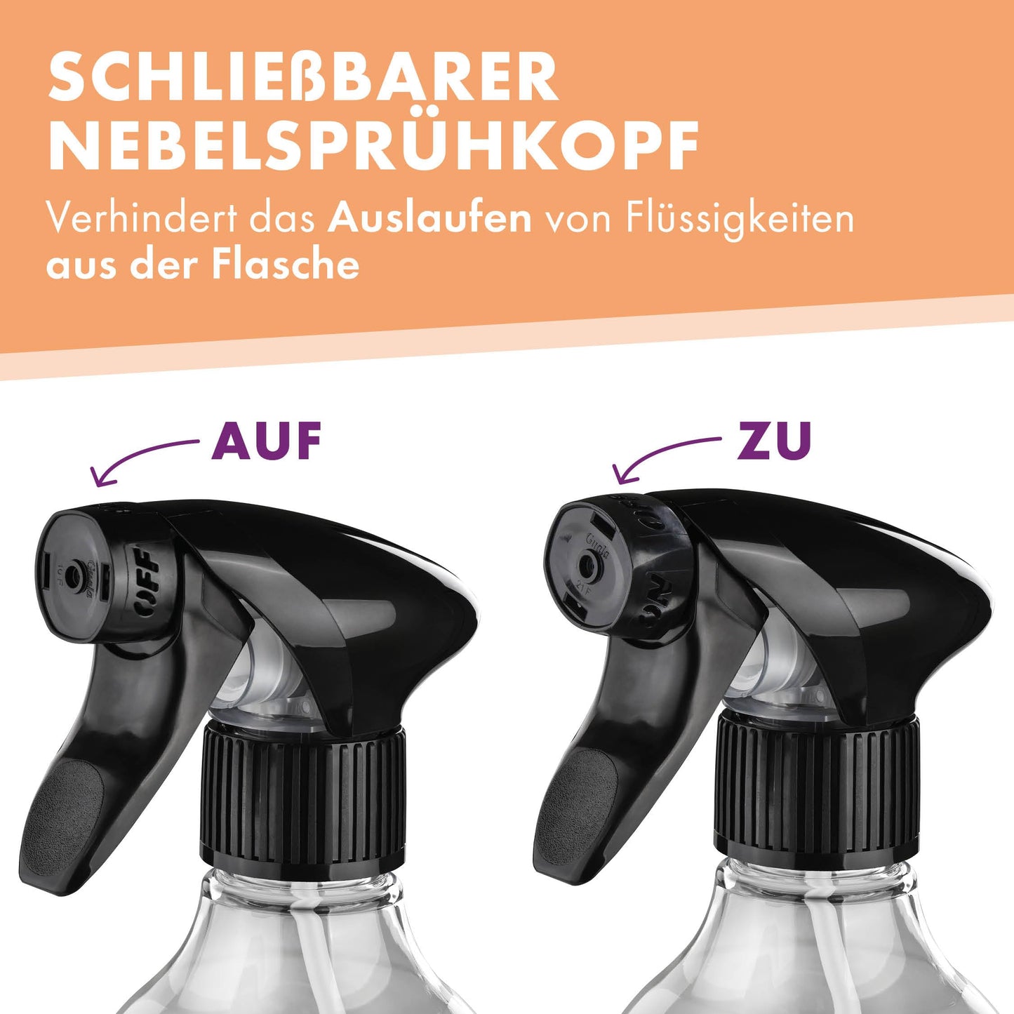 Lavandola LV-S-SF-750 - Lot de 3 vaporisateurs - 750 ml, PE transparent - Brume fine et étanche