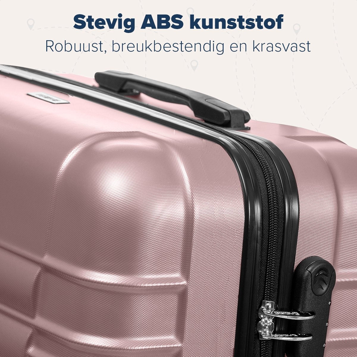 TRVLMORE Set de valises - 3 pièces - 38L (bagage à main) + 70L + 110L - Rose Gold