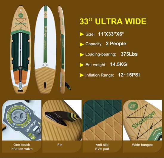 Planche de SUP gonflable Skatinger Peninsula Trojan Horse pour le touring – Kit complet