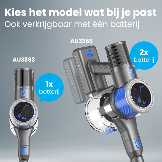 Auronic Stick hoover - Sans fil - Aspirateur autoportant - Sans sac - 350W - Batterie supplémentaire - Aspirateur - Gris/Bleu