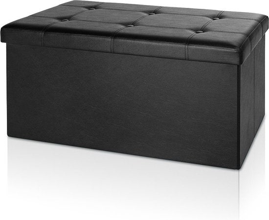 Banc de rangement Casaria - 80x40x40cm 100L Faux cuir - Noir
