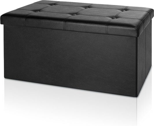Banc de rangement Casaria - 80x40x40cm 100L Faux cuir - Noir
