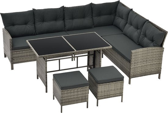 Ensemble de salon en polyrotan - Manacor - Gris
