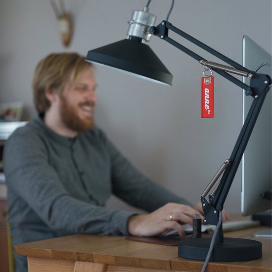 Anne Lighting Zappa - Lampe de table de style industriel - Noir - H : 80 cm - Ø : 18 cm - E27 - Pour l'intérieur - Métal - Lampes de table - Lampe de bureau - Lampes de bureau - Chambre à coucher - Salon - Salle à manger