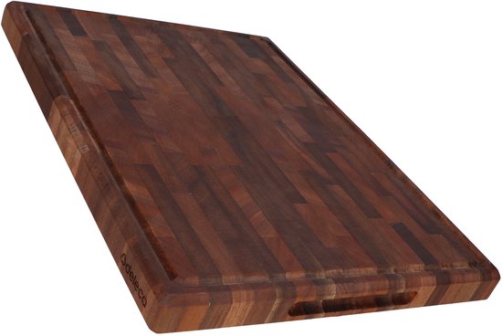 Deleca Walnut Copperwood Cutting Board - Double Sided with Juice Trench / Handles - Large and Thick Chopping Board - For Kitchen, Durable Cutting Boards, Serving Board, Cheese Board, Drinks Board, Tapas Board - Walnut Wood - Without Plastic - 51x38x3.8 cm