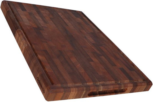 Deleca Walnut Copperwood Cutting Board - Double Sided with Juice Trench / Handles - Large and Thick Chopping Board - For Kitchen, Durable Cutting Boards, Serving Board, Cheese Board, Drinks Board, Tapas Board - Walnut Wood - Without Plastic - 51x38x3.8 cm