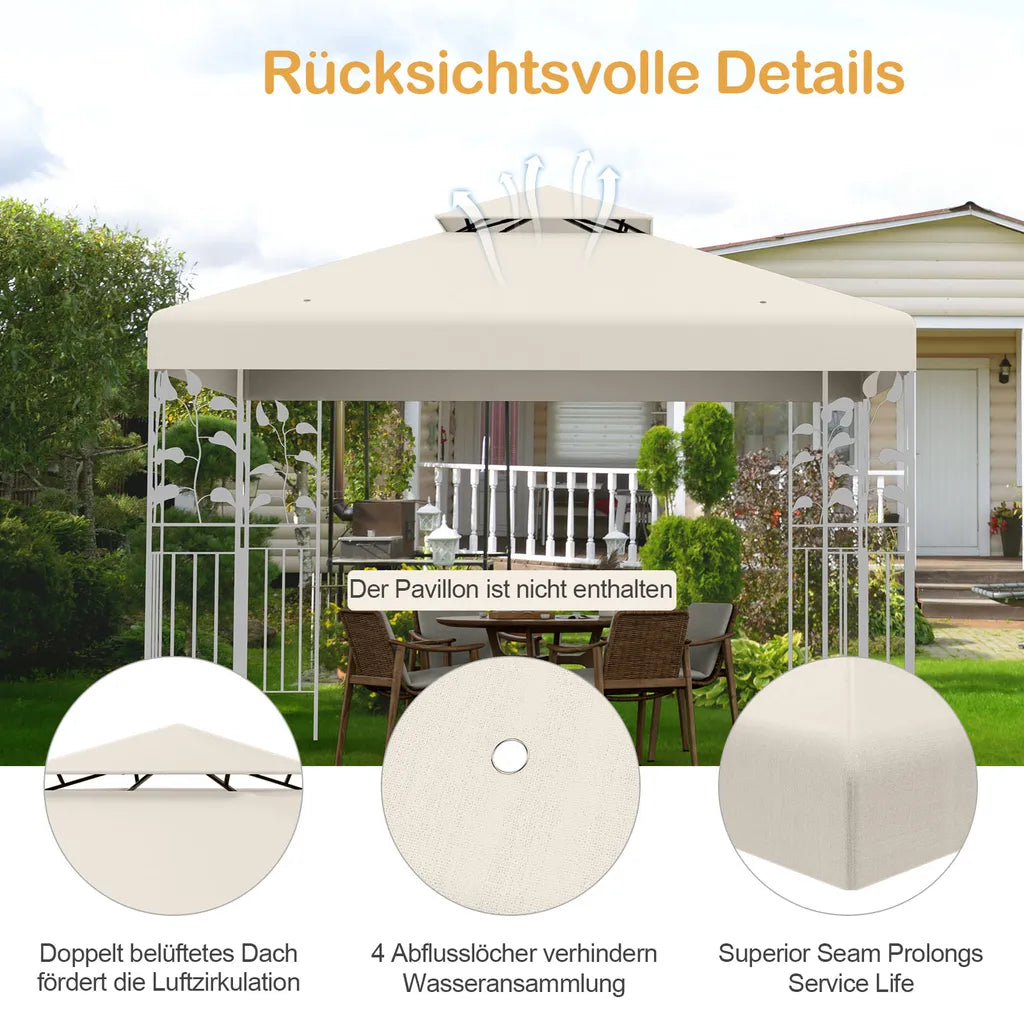 Toit de remplacement Coast - Résistant aux intempéries - 3x3 M - Trous de drainage et attaches Velcro inclus - Beige