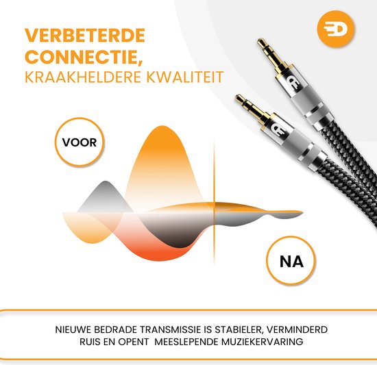 Premium AUX Cable 3.5 mm - Câble audio en nylon - plaqué or - mâle vers mâle - argent - 3 mètres