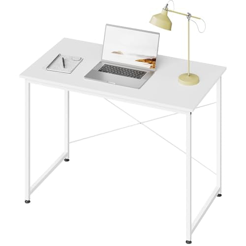 Bureau Woltu avec cadre en métal - Blanc - 100 x 50 x 75 cm