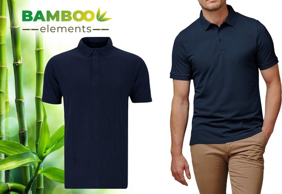 Bamboo Elements - Polo Homme - Bleu marine L - Polo Homme - Manches courtes - Tissu piqué - T Shirt Homme - Bamboo