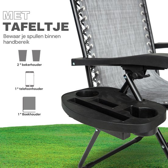 Vaive Luxury Garden Chairs Duoset - Chaise de jardin et chaise longue réglables - 30°-90° réglable - Jardin - Métal - Gris