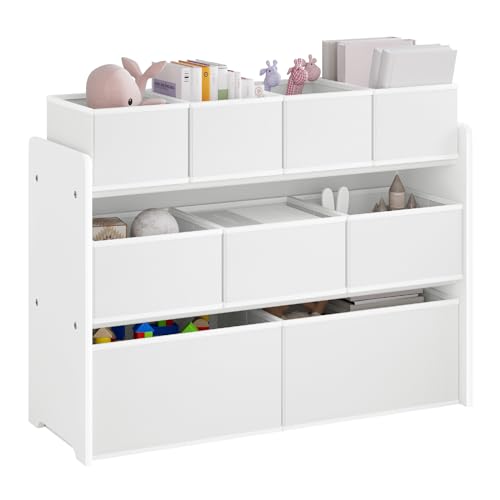 Lestarain Étagère pour enfants avec 9 boîtes de rangement Blanc 92 x 60 x 30 cm