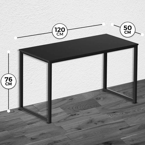 Bayt Desk - Bureau noir - Bureau d'ordinateur - Table d'ordinateur - Table de bureau - 120 x 50 x 76 cm