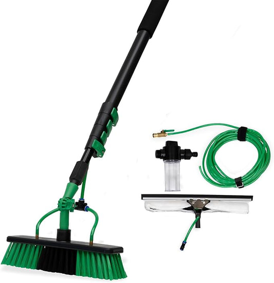 Brosse à eau Hammersmith AquaClean Deluxe - Télescopique 3,6 m - Raccord pour tuyau d'arrosage - Fenêtres/Panneaux solaires