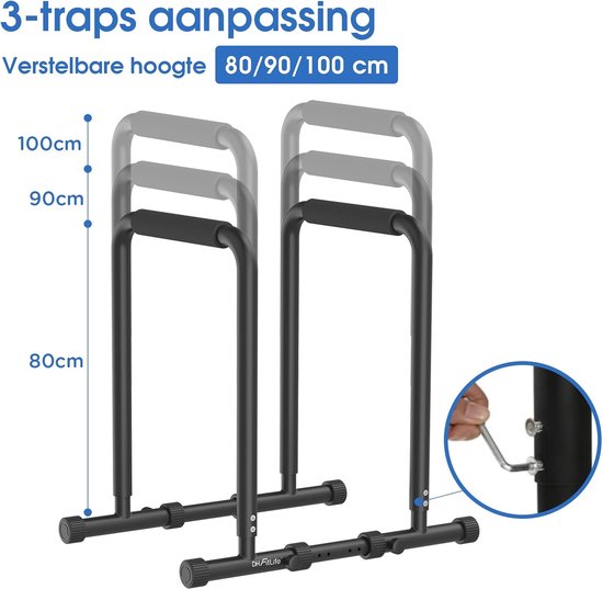 DH FitLife Dip Bars | Dip Station | Strength Station Fitness Equipment for Home | Parallettes Calisthenics Training Equipment | Strength Training 80-100 cm réglable individuellement