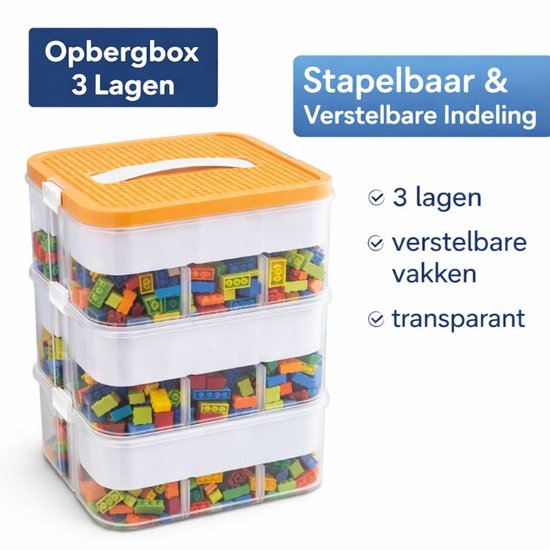 Boîte de rangement pour jouets Ceruzo – 3 niveaux – Transparente – Empilable – Organiseur – Bacs de rangement