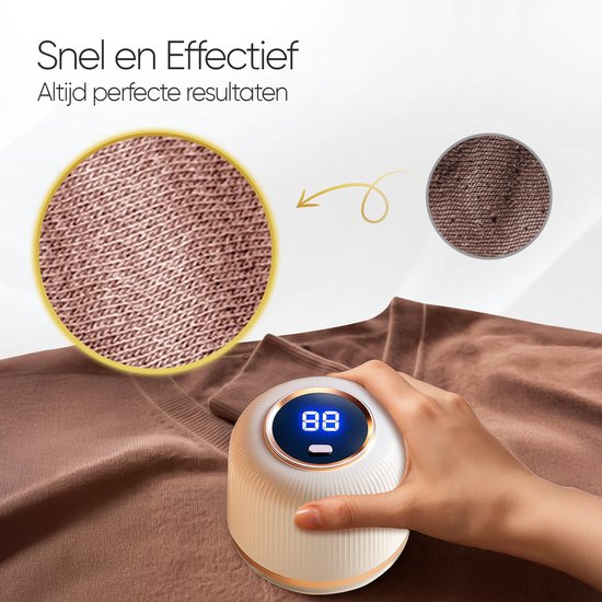 MostEssential Premium Electric Lint Remover LR06 - Tondeuse à charpie - Fonction de charge rapide USB-C - Sans fil - Édition classique
