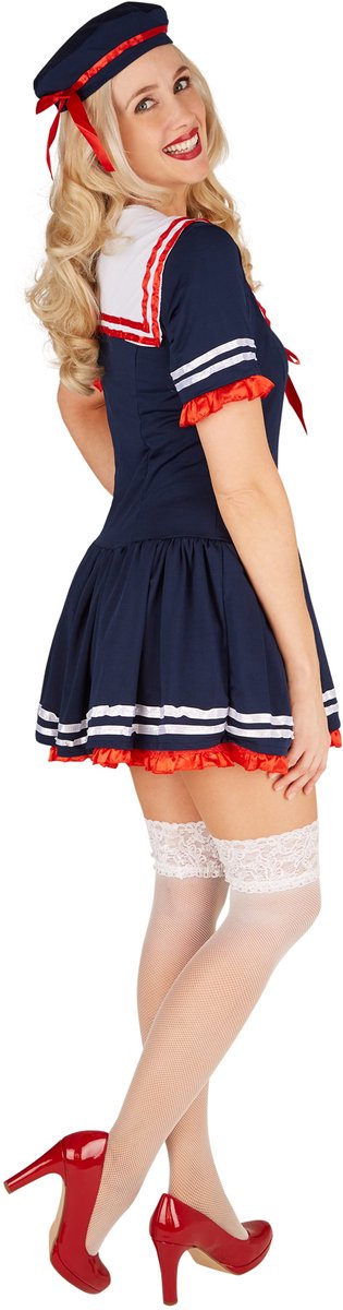 Dressforfun - Navy lady - Costume de femme avec robe et chapeau pour carnaval, fêtes costumées et déguisements - Taille M